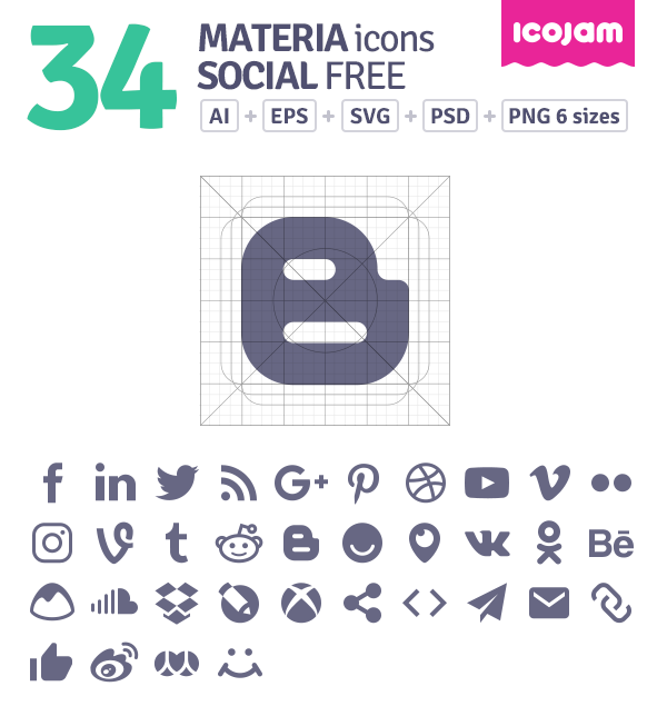 34 Social Materia free icons